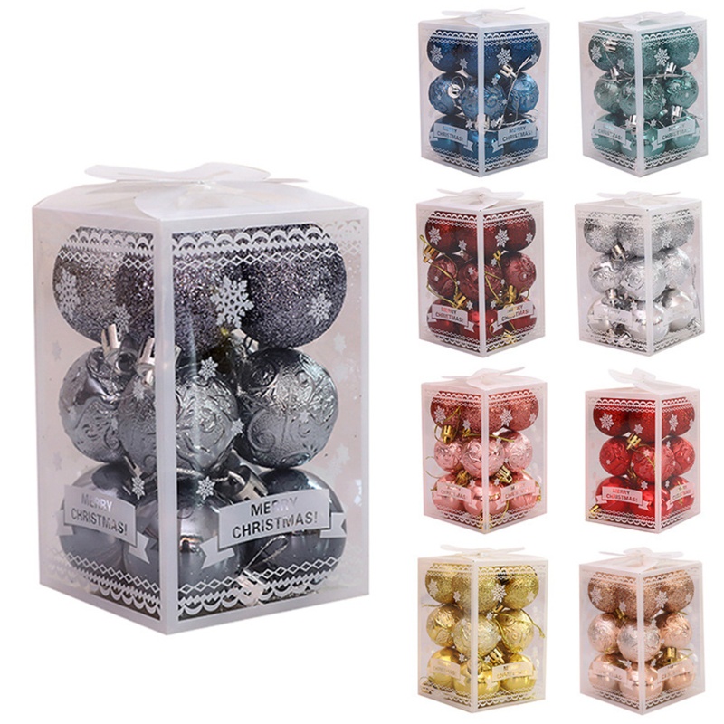 Set 12 quả châu 4cm nhiều màu sắc dùng để trang trí cây thông giáng sinh