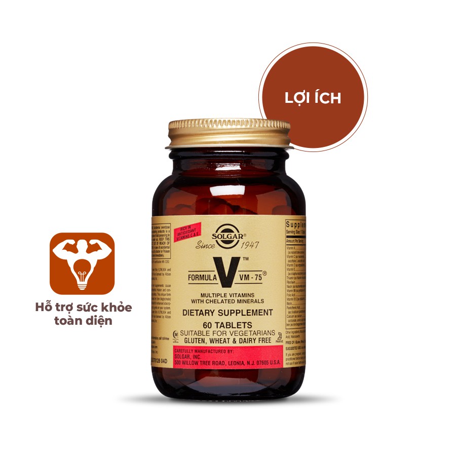 Viên Uống Solgar Formula VM-75 - Chống Oxy Hóa, Bổ Sung Vitamin Và Khoáng Chất, Tăng Cường Chuyển Hóa Năng Lượng