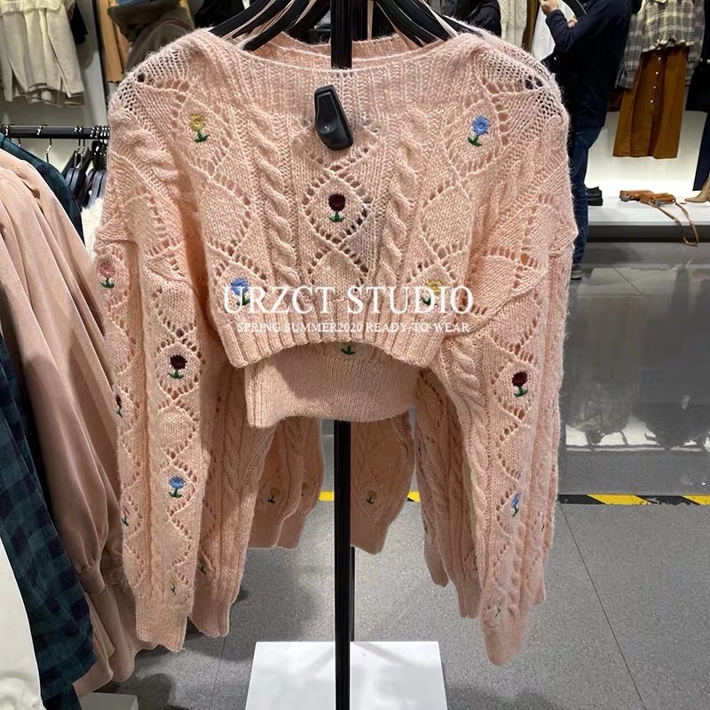 Set áo len croptop zara