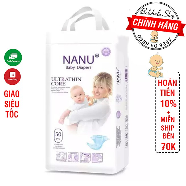 Tã/ Bỉm Quần Cao Cấp NANU BABY M50 L50 XL50 XXL50 XXXL50