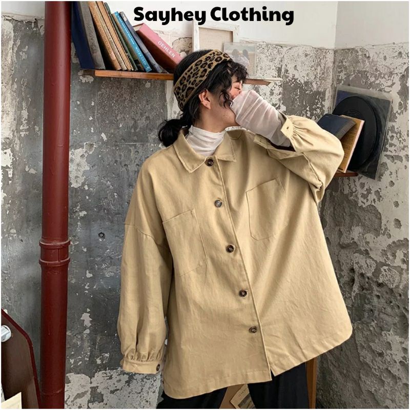 Áo khoác kaki nam nữ Ulzzang form rộng Unisex Basic Oversize Jacket