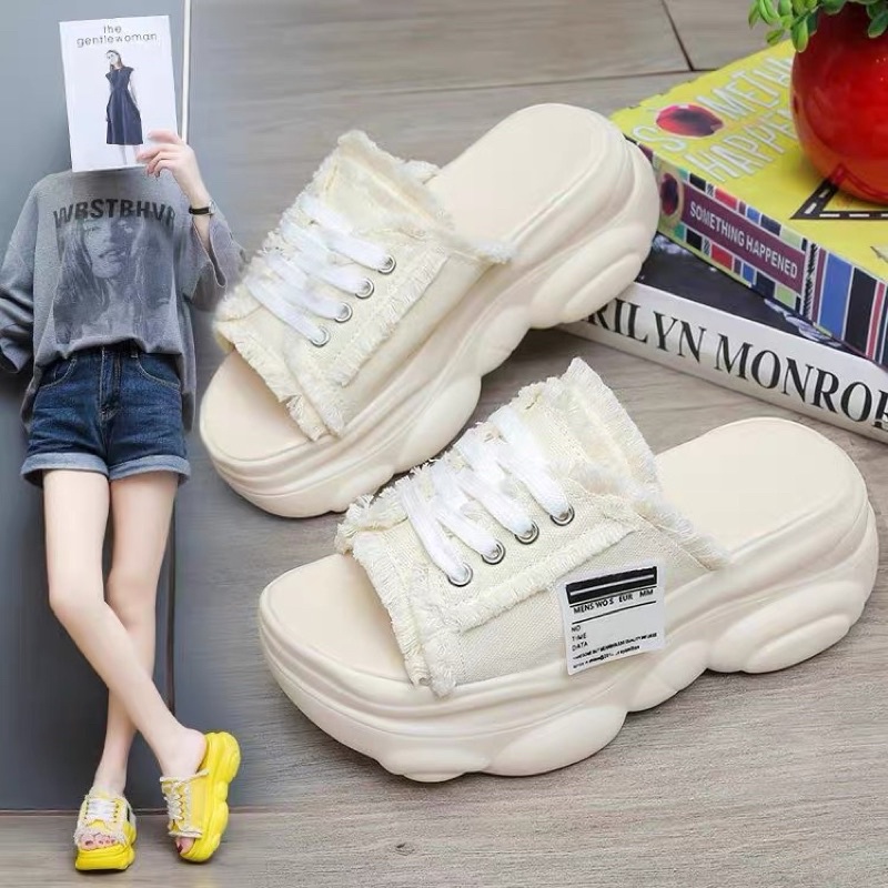 Dép xuồng đế cao buộc dây