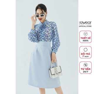 Áo sơ mi nữ họa tiết 92WEAR thiết kết dài tay công sở thanh lịch ASC0102