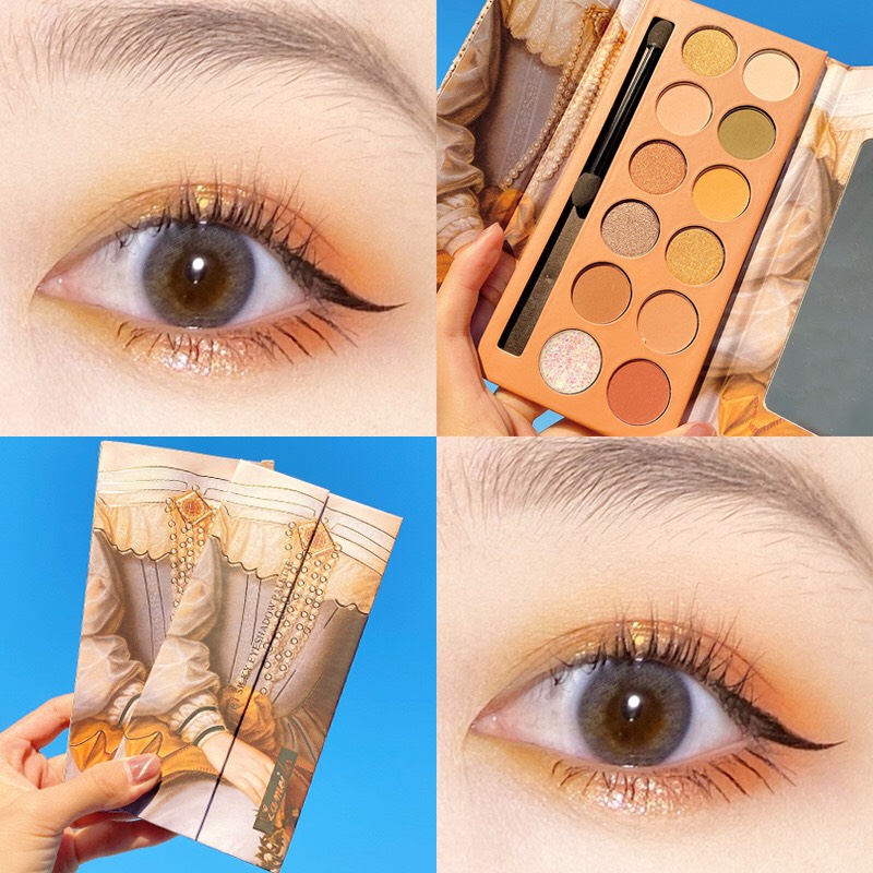 Bảng phấn mắt 12 ô lameila hoàng cung cổ trang xinh đẹp màu lì lâu trôi ánh nhũ phấn má tiện dụng Xilin House | BigBuy360 - bigbuy360.vn