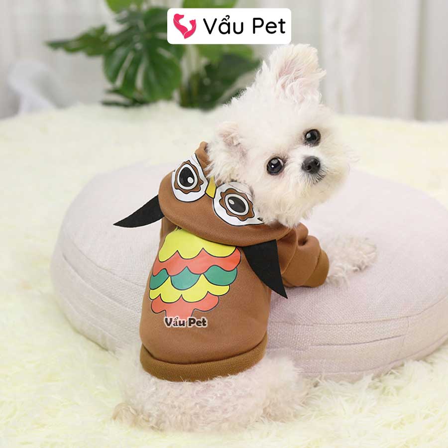 Áo cho chó mèo Nỉ thú có mũ mùa đông - Quần áo cho chó poodle, con, lớn, mèo, thú cưng Vẩu Pet Shop