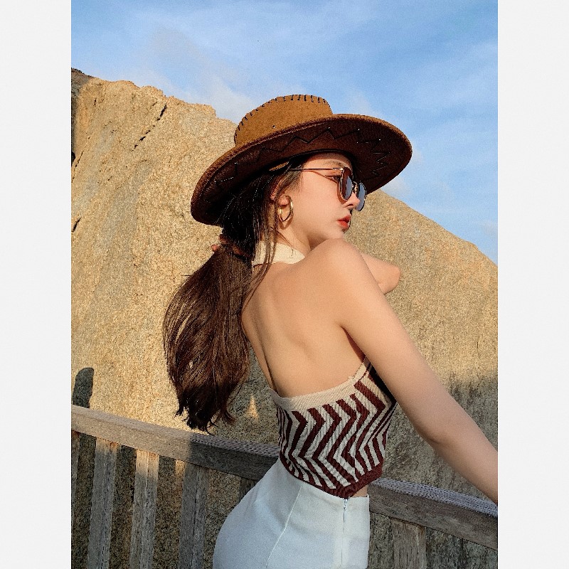 Áo Hai Dây Cổ Chữ V Kẻ Sọc Màu Tương Phản Quyến Rũ Cho Nữ | BigBuy360 - bigbuy360.vn