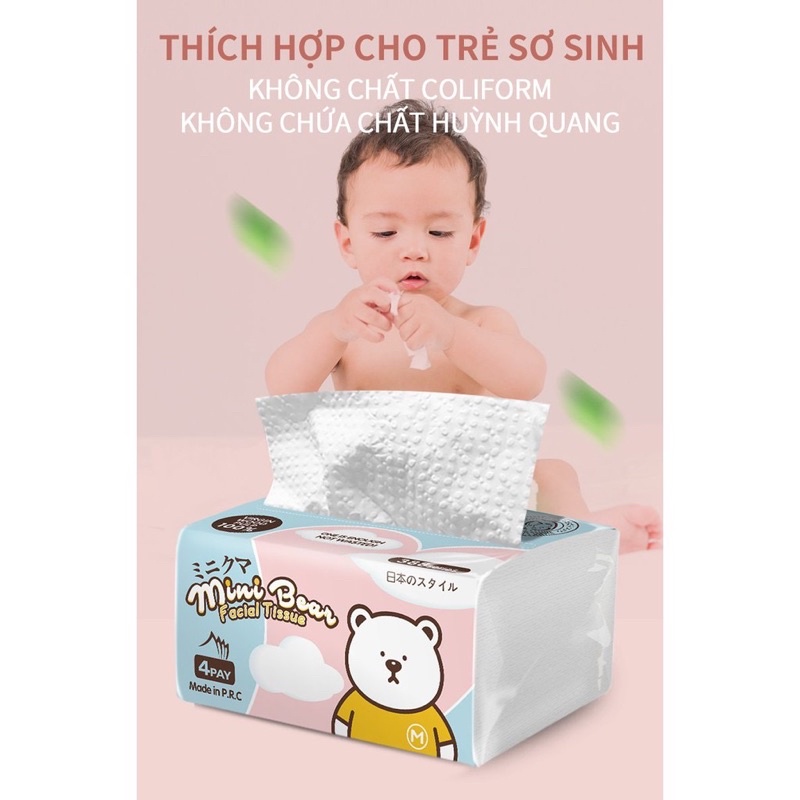 Khăn giấy khô Minibear 4 lớp 300 tờ