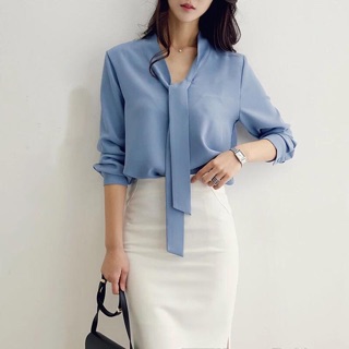 Sơ mi voan lụa cổ nơ