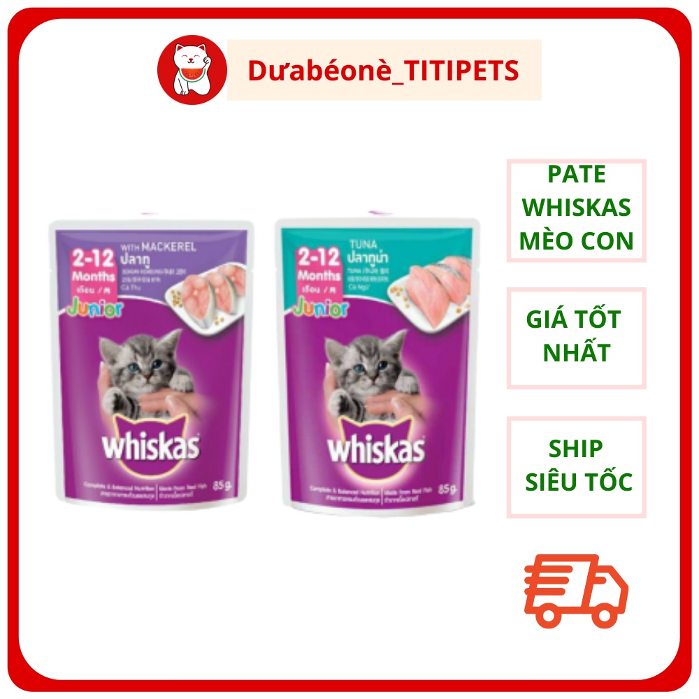Pate Cho Mèo Thức Ăn Ướt Cho Mèo Whiskas Junior Cho Mèo Con 80gr_Duabeone