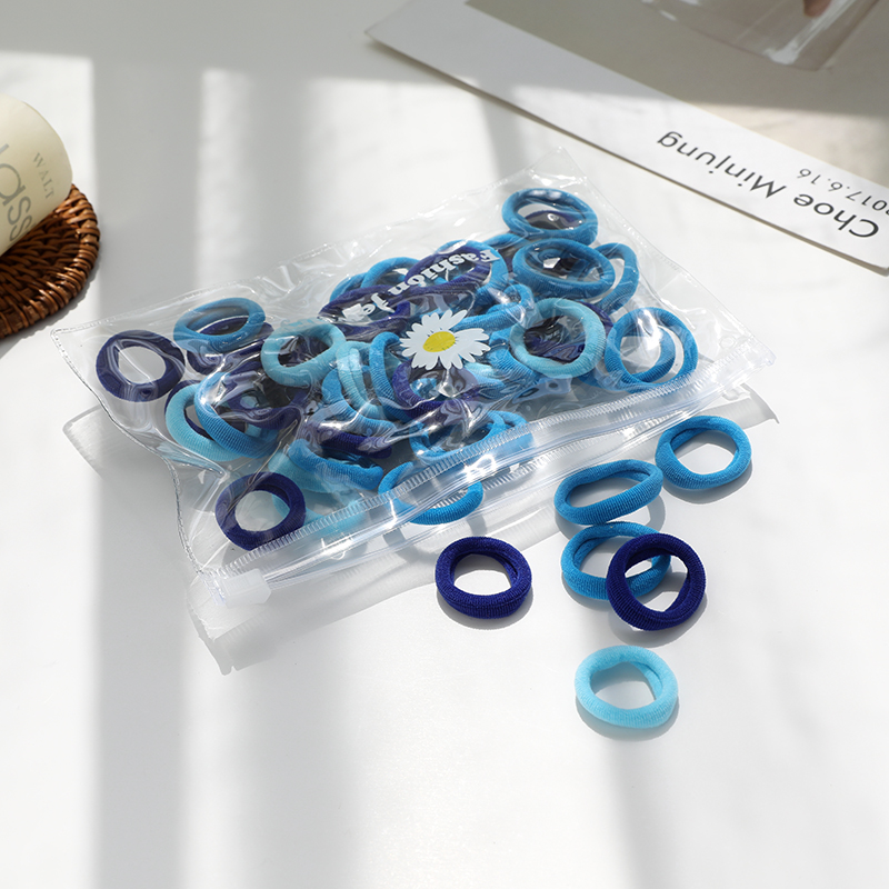 bộ 50 dây cột tóc-Set 50 dây chun buộc tóc họa tiết hoa cúc xinh xắn dành cho nữ