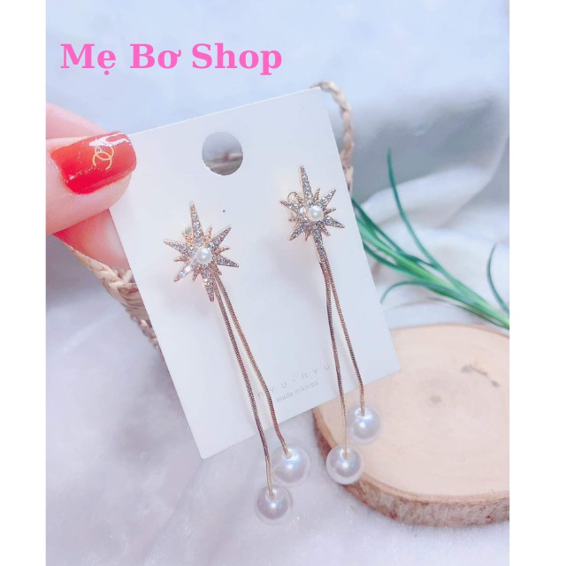 Bông Tai Dáng Dài Hình Cánh Hoa Đơn Giản Phong Cách Hàn Quốc