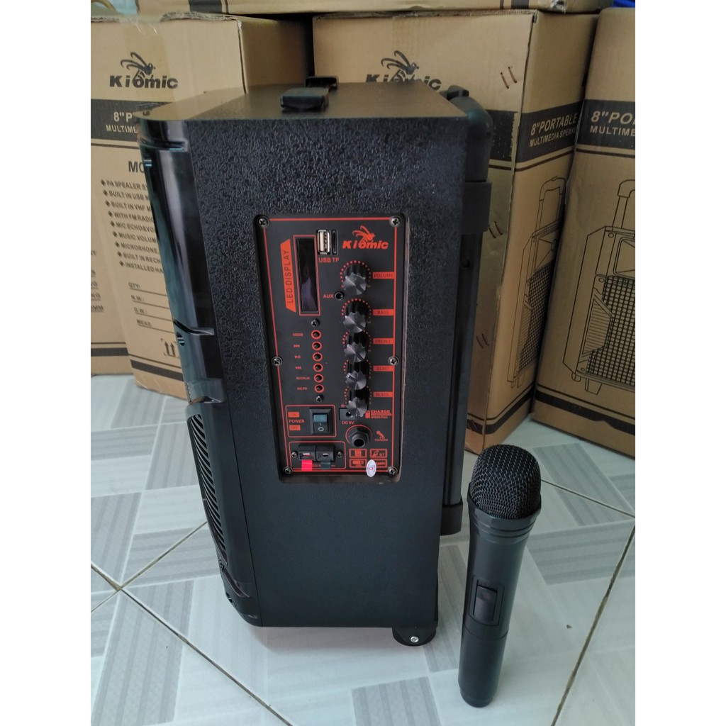 Loa kéo karaoke kiomic k108 bản 2019 kèm mic không dây