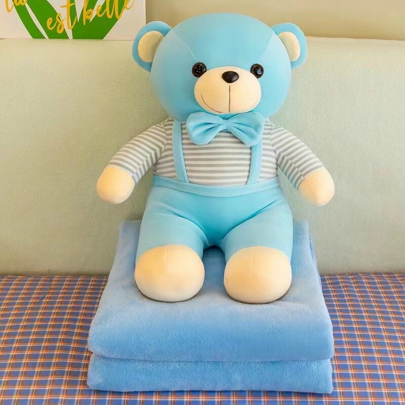 Chăn gối văn phòng 2 trong 1 gấu teddy đáng yêu nhiều màu loại 1