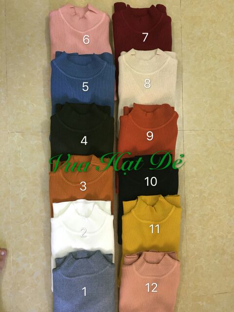 Áo len nữ loại đẹp giá sỉ cổ 3 phân, cổ ngắn , len gân  nhiều màu ( có video tự quay 100%  của shop vua hạt dẻ) | BigBuy360 - bigbuy360.vn