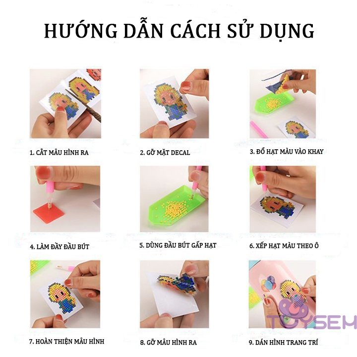 Combo 12 tranh tô hạt màu toysem tập vẽ cho bé từ 3 tuổi - Quà tặng sinh nhật cho trẻ em