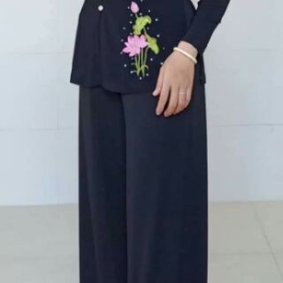 Bộ Áo bà ba tay dài hoa sen