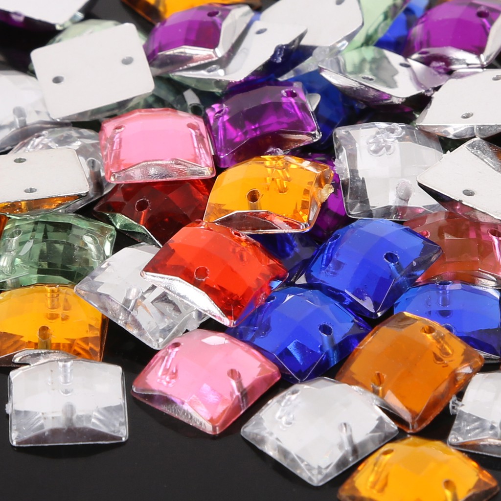 Set 100 Hạt Cườm Đá acrylic Hình Vuông 10x10mm Dùng Trang Trí Tiệc Cưới diy