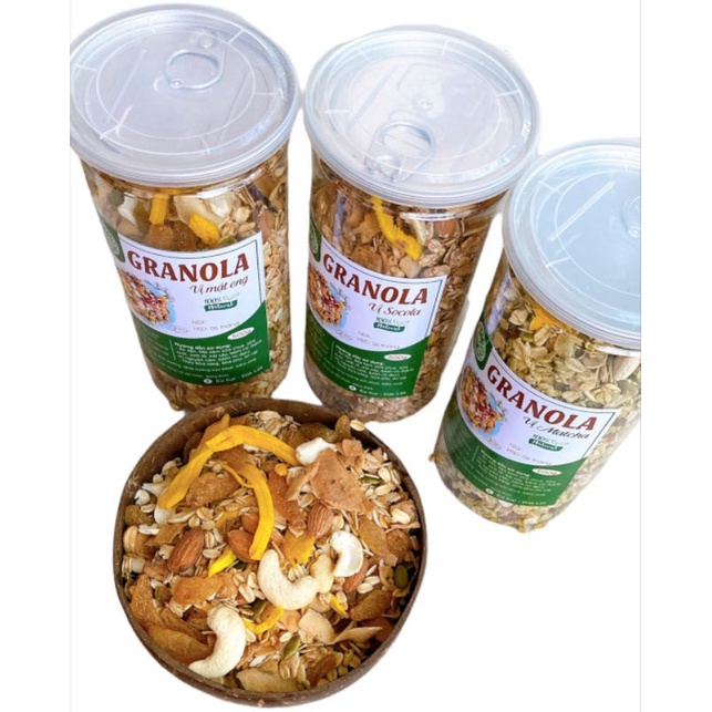 [Mã GROSALE giảm 10% đơn 150K] Hộp 500 gram ngũ cốc granola 3 vị ăn kiêng giảm cân, eatclean, ăn vặt mẹ bầu