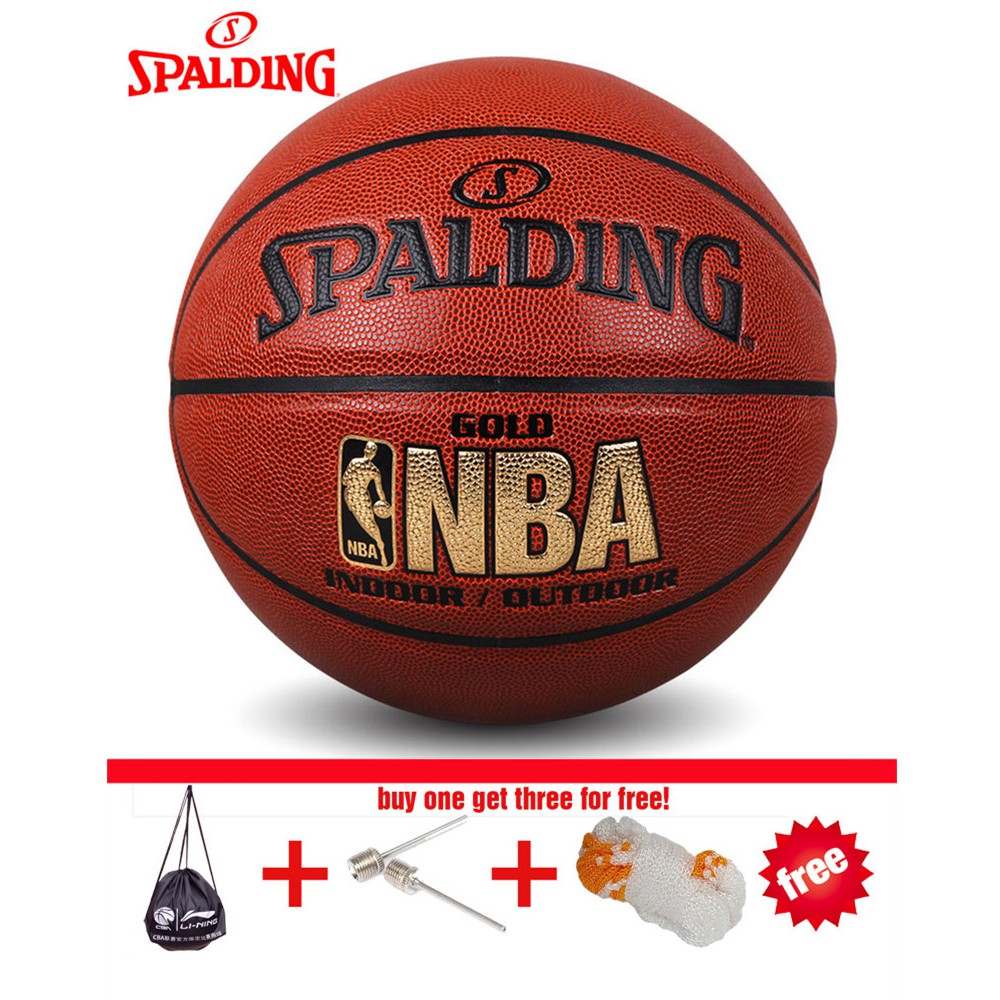 Trò chơi bóng rổ Spaldings ban đầu chất lượng cao NBA Size 7 + Lưới + Kim + Túi miễn phí