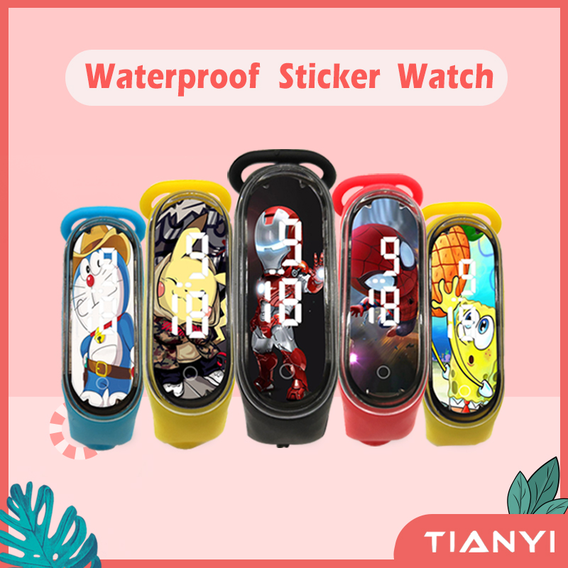 Kid's Watch Kids Watch Boy Kids Watch Girl Cute Cartoon Sports Waterproof Silicone Band LED Digital Wrist Watch Pikachu Mickey Winnie The Pooh Cartoon Sticker Dial