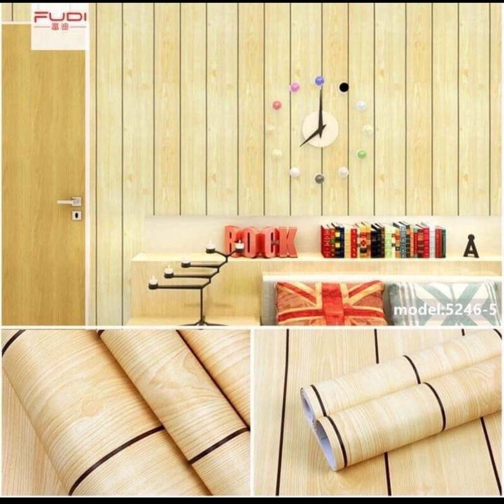 10m giấy dán tường giả gỗ dán phòng ngủ phòng khách, dán mặt bàn, tủ...