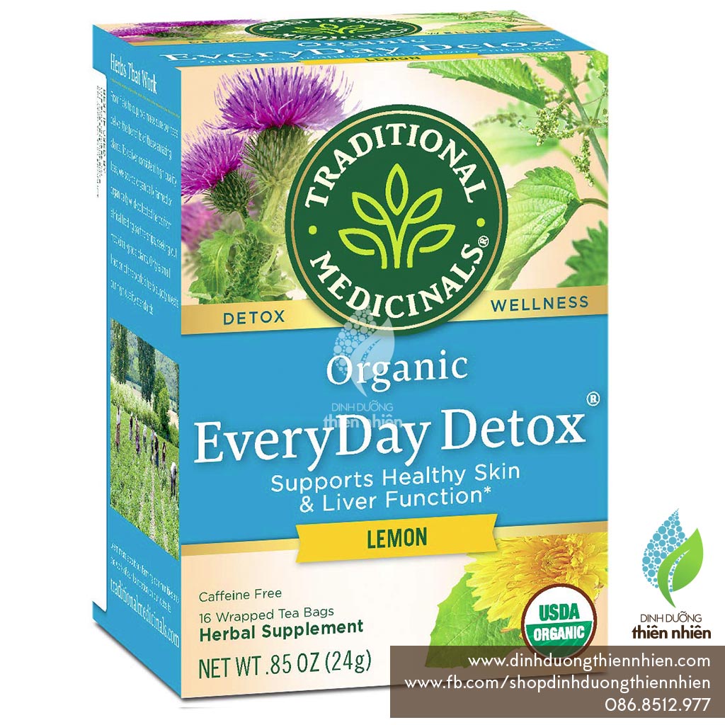 Trà Hữu Cơ Traditional Medicinals Everyday Detox Lemon, Giải Độc Hàng Ngày, vị Chanh
