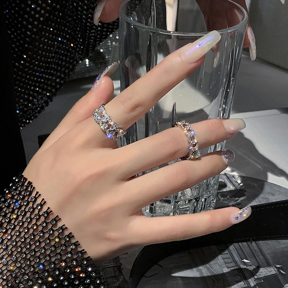 Epoch Nhẫn Hở Đính Đá Zircon Lấp Lánh Thời Trang Dự Tiệc Cho Nữ