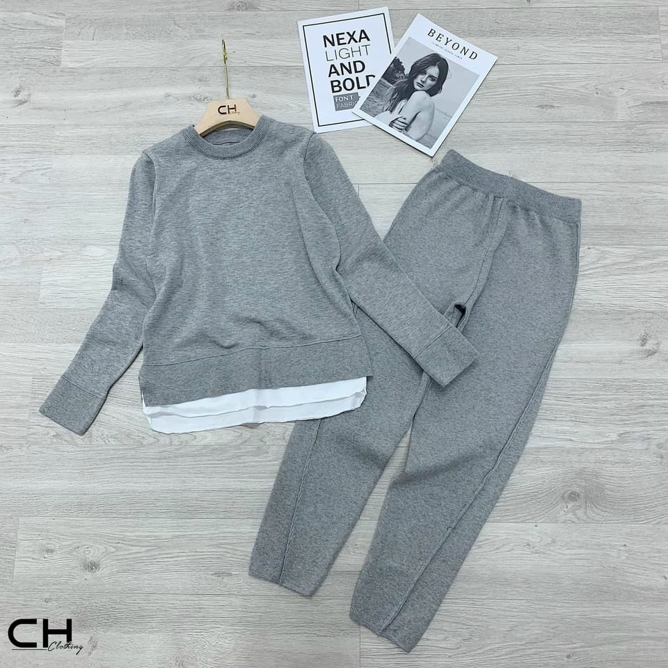 Set đồ nữ thu đông dài tay quần jogger in chữ COSMOS 2 màu chất đẹp
