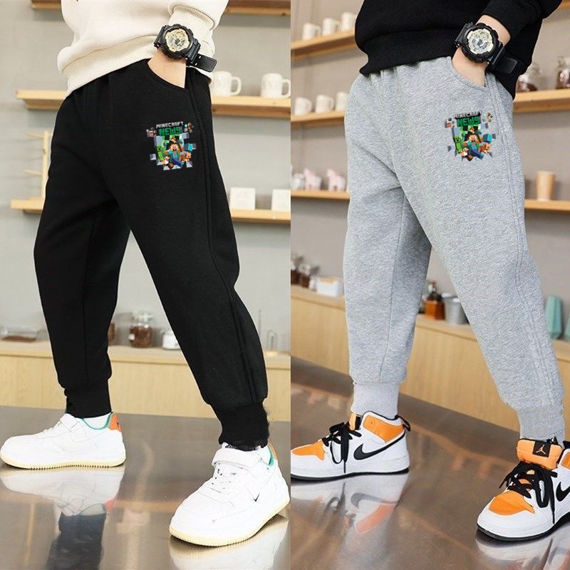 Quần Cotton Lưng Thun Co Giãn In Họa Tiết Hoạt Hình Minecraft Thời Trang Xuân Thu Cho Bé Trai