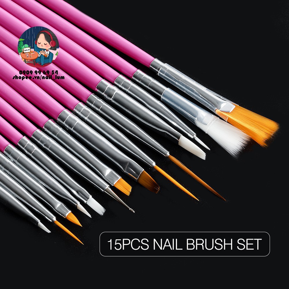 [Video Thưc Tế] Set 15 Cọ Vẽ Nail - Trang Trí Móng Chuyên Dụng