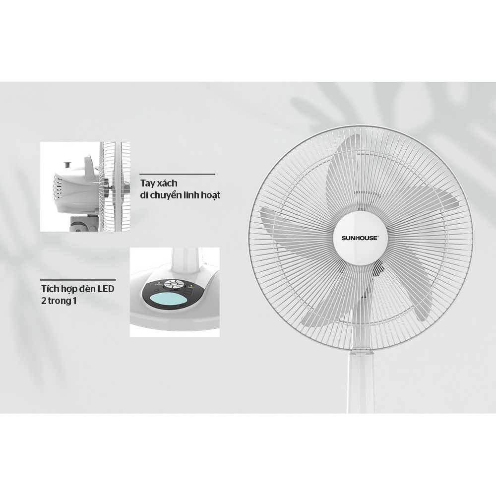 Quạt tích điện Sunhouse SHD7228 công suất 24w 3 tốc độ gió thời gian sử dụng 5-24h