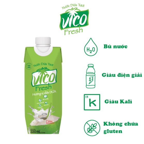 1 Hộp Nước Dừa Tươi ACP Vico Fresh 330ml - Vị Dứa