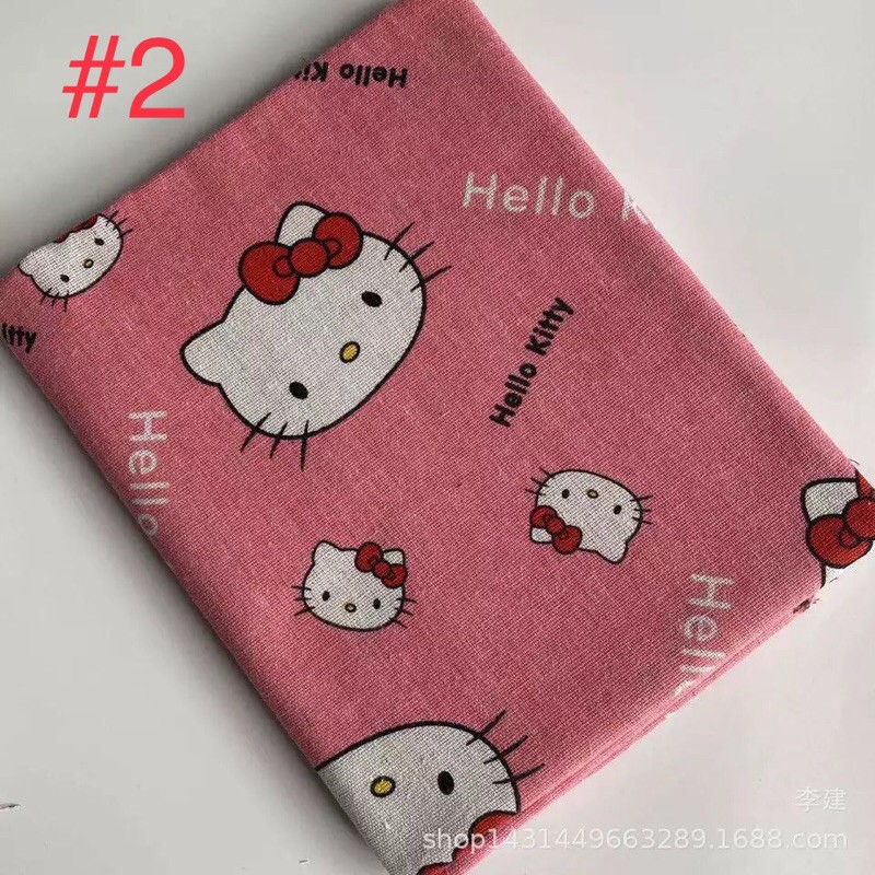 Vải Canvas/Vải Thô Bố Họa Tiết Mèo Kitty Siêu Yêu Làm Phông Nền Chụp Ảnh, May Rèm Cửa, Túi Tote