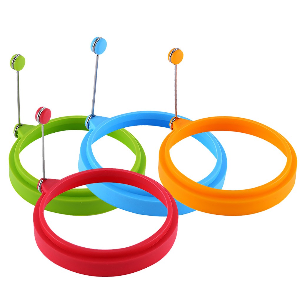 Khuôn Chiên Trứng Hình Tròn Bằng Silicone Không Dính Có Tay Cầm