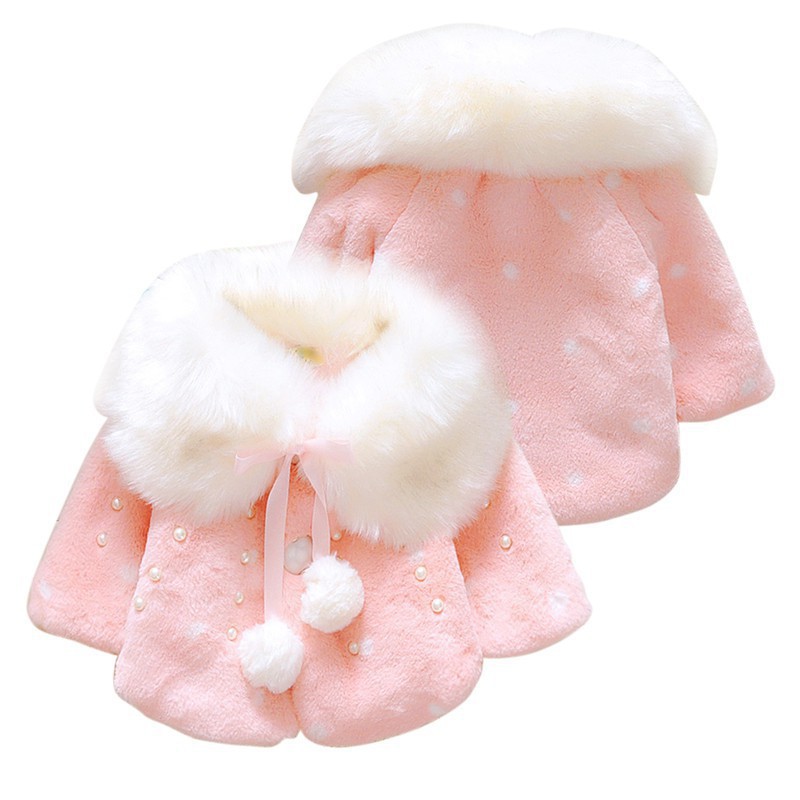 Babyme Baby Girls Infant Sweet Wool Blend Warm Shawl Coat Cape Cloak Princess Thick Warm Outside