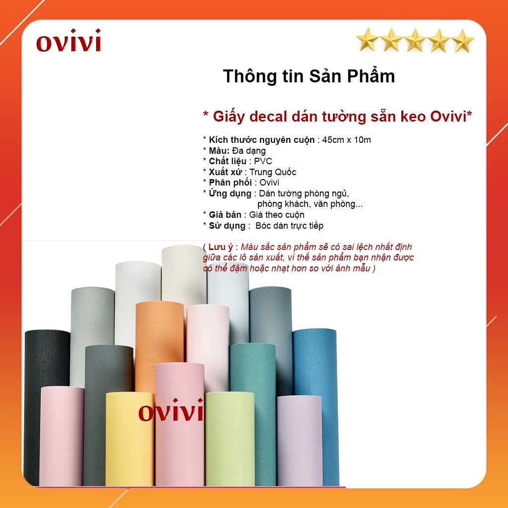 Giấy Dán Tường Phòng Ngủ Trơn Một Màu Pastel Nhám Vân Nổi Có Sẵn Keo Đẹp Cuộn 10m Dày Giá Rẻ OVIVI | BigBuy360 - bigbuy360.vn