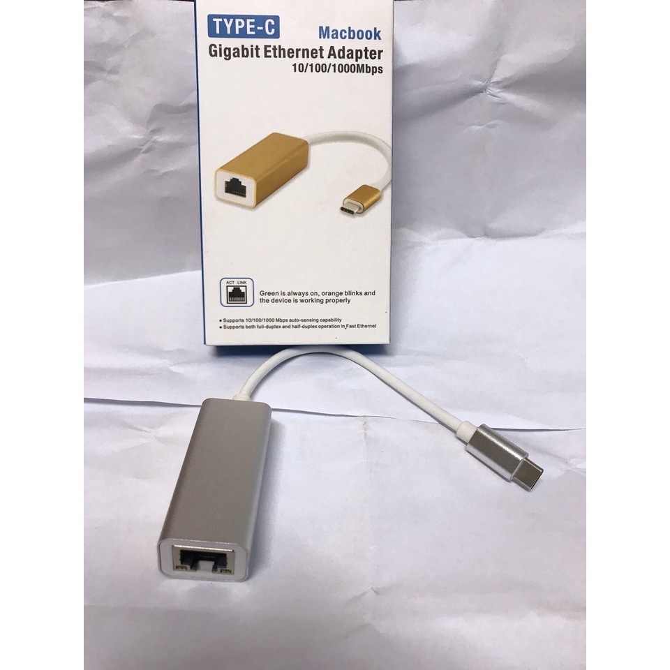 Cáp Chuyển Usb Type C Ra Sang Mạng Lan RJ45 Tốc Độ 10/100/1000Mbps Cho Máy Tính Laptop