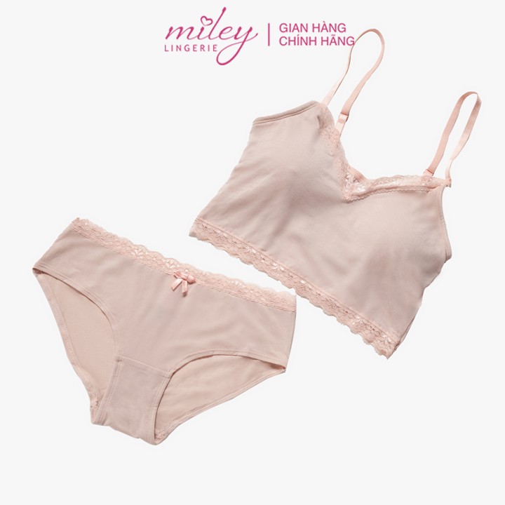 Bộ Đồ Lót Nữ Cotton Lụa Phối Ren Nature Wind Miley Lingerie BRC0913_FCP0911 | BigBuy360 - bigbuy360.vn