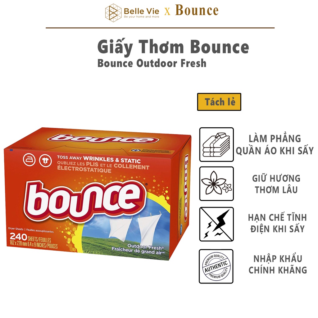 Giấy Thơm Quần Áo Bounce Giấy Thơm Chính Hãng Nhập Khẩu Từ Mỹ Làm Mềm Vải Và Khử Mùi Ẩm Mốc