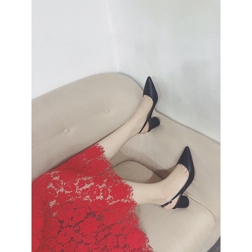 sandal bít mũi gót tròn da mờ mềm