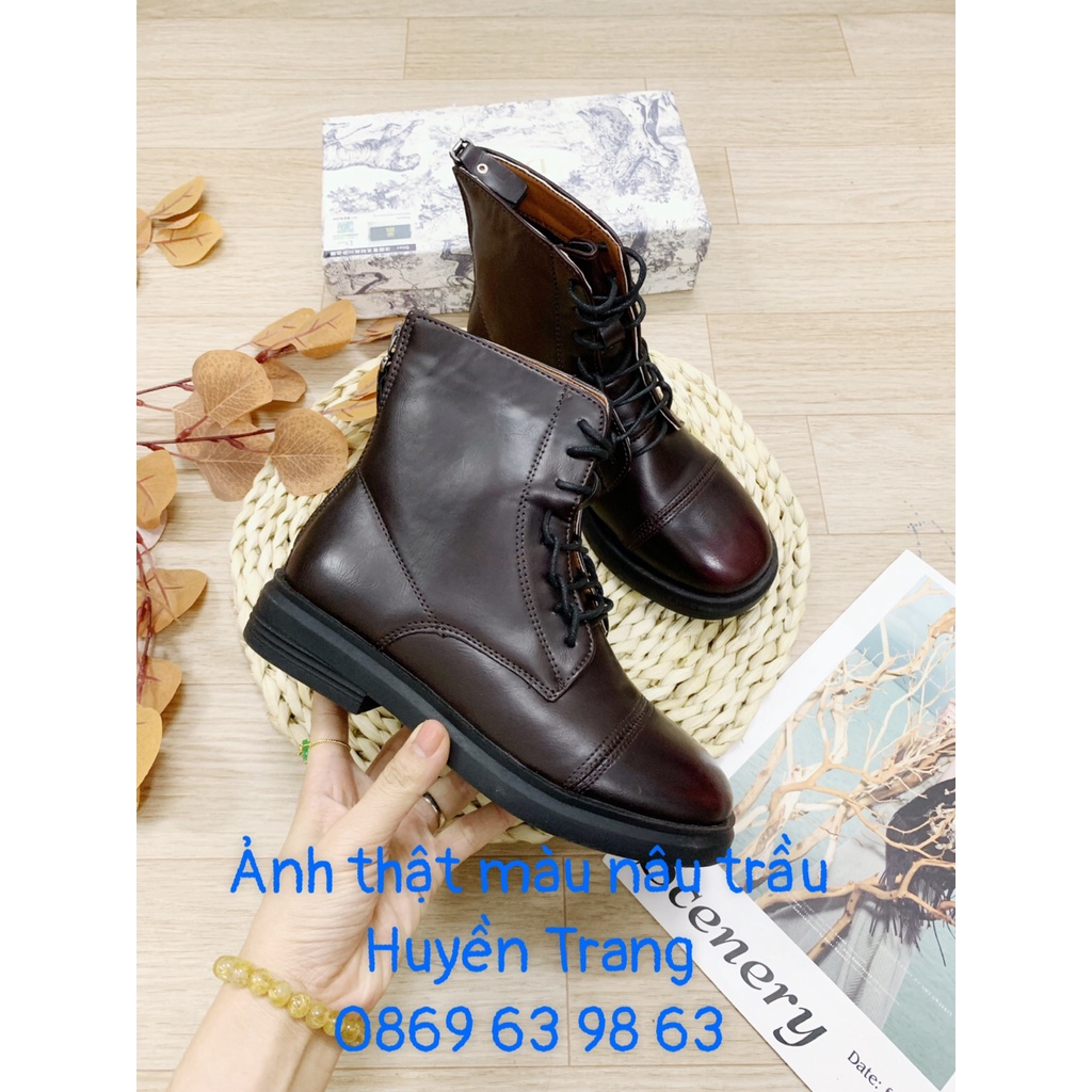 XẢ KHO (S99) Bốt nữ dây buộc đế thấp (mã 1677-bốt dây buộc)