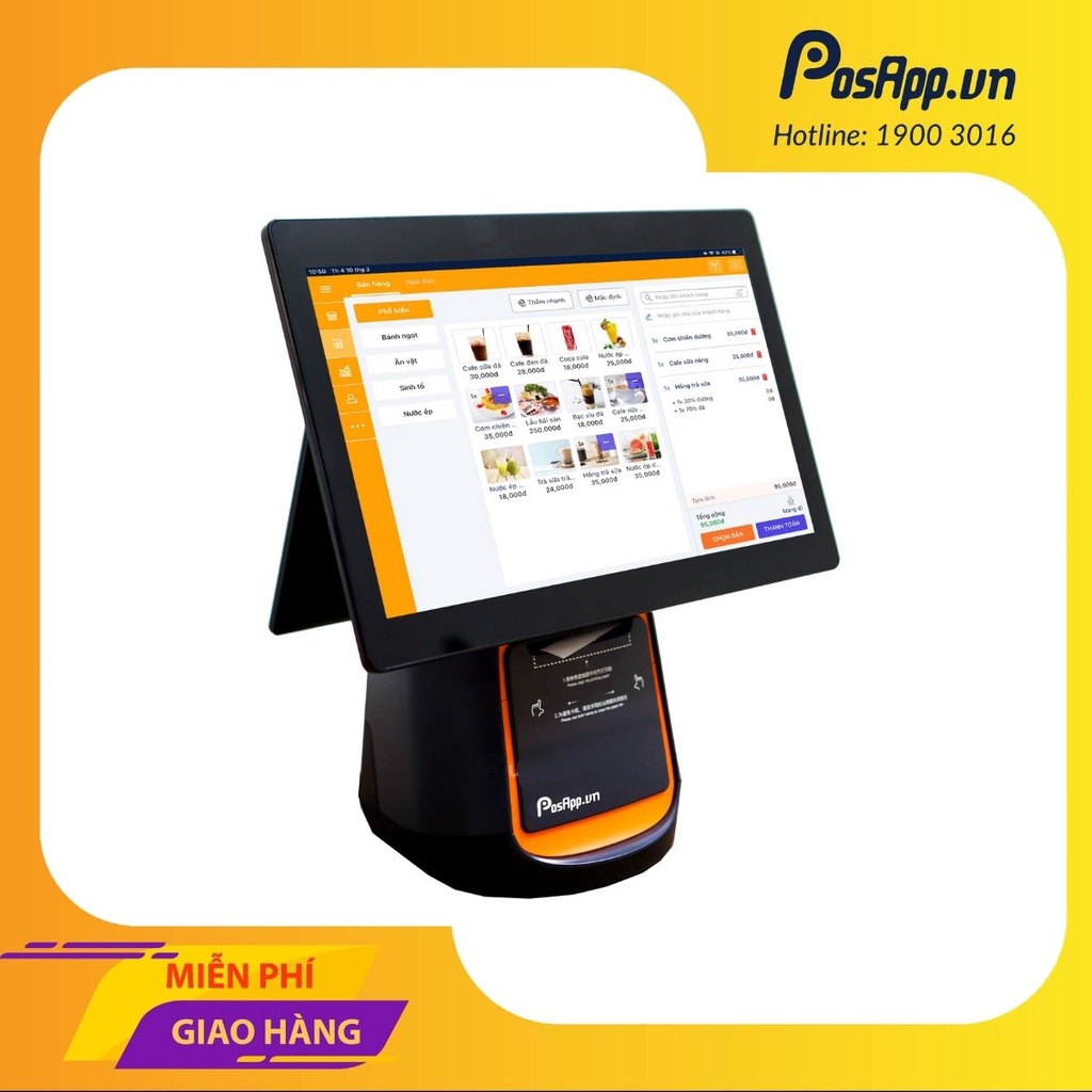Máy Pos bán hàng - máy Pos tính tiền Sunmi T2 2 màn hình cảm ứng, tích hợp in bill PosApp PAL2-N + 6 tháng phần mềm