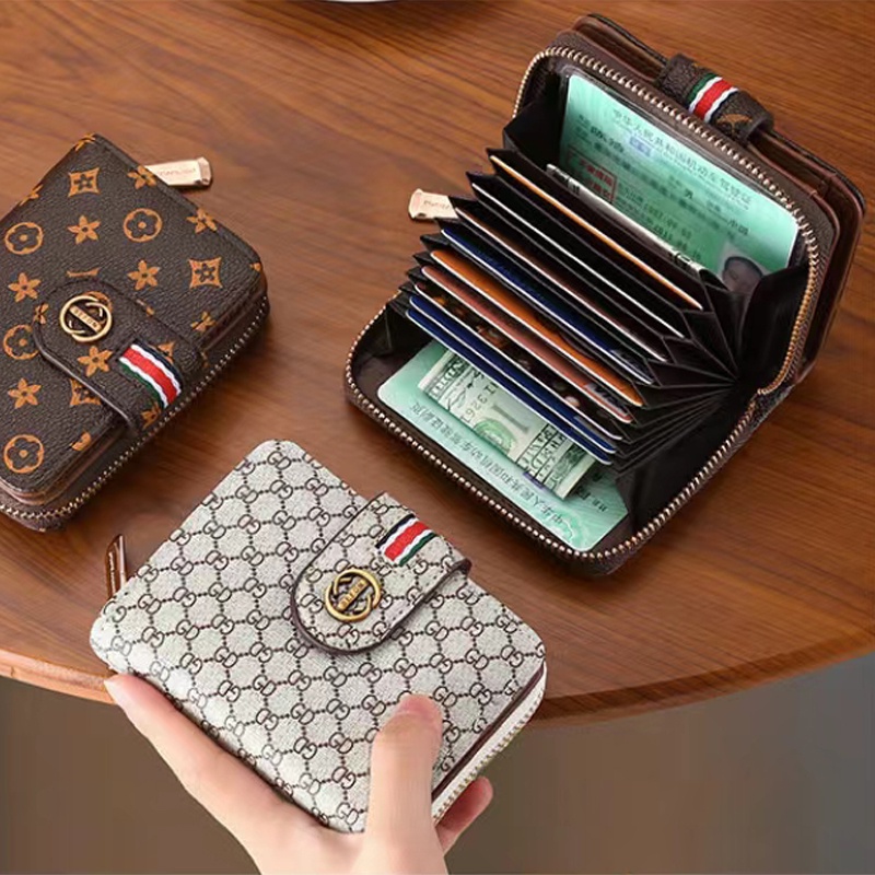 💖quà tặng miễn phí🎁Ví Ngắn Đựng Tiền Xu Và Thẻ Có Khóa Kéo Và Khóa Cài Cỡ Lớn Phong Cách Âu Mỹ