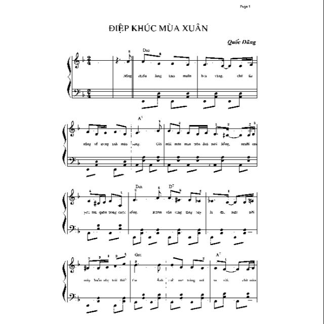Piano sheet nhạc ĐIỆP KHÚC MÙA XUÂN (Quốc Dũng)