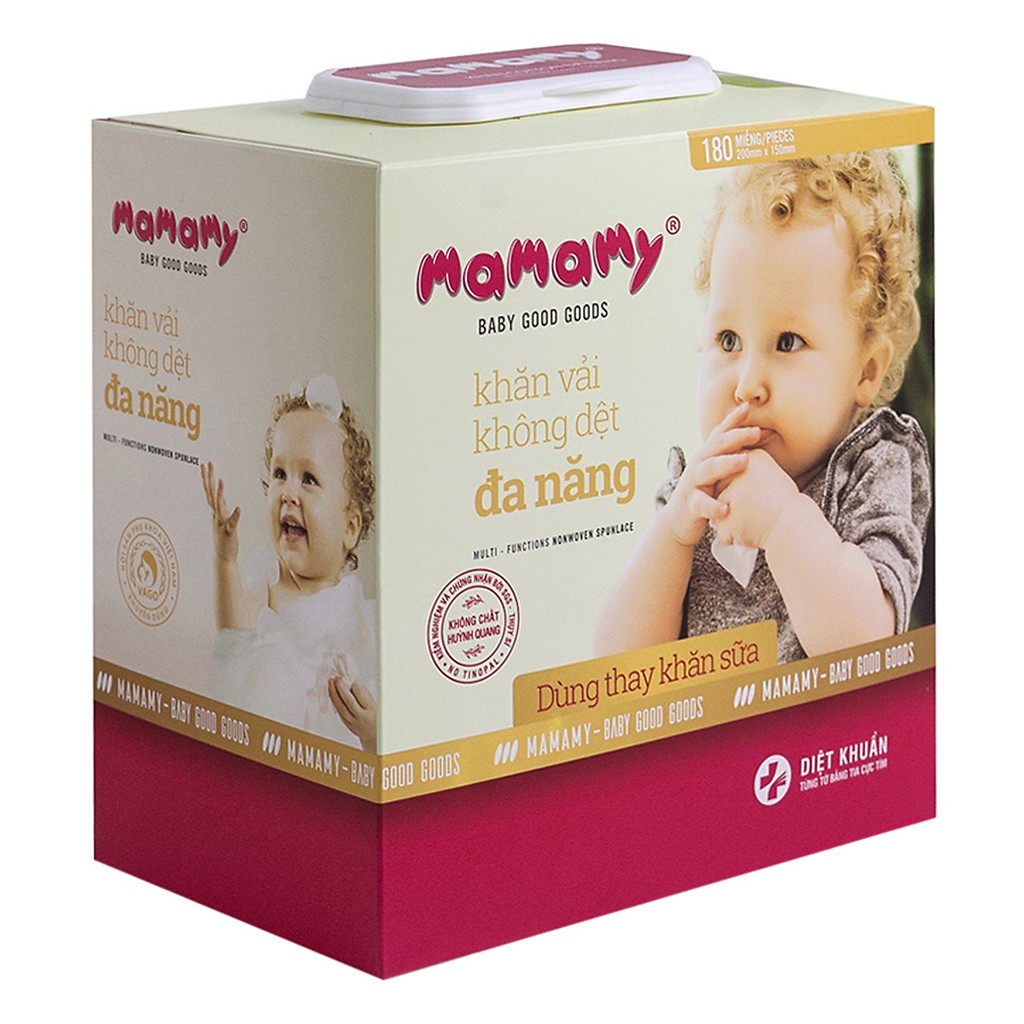 Khăn khô đa năng Mamamy 180 tờ (có nắp)