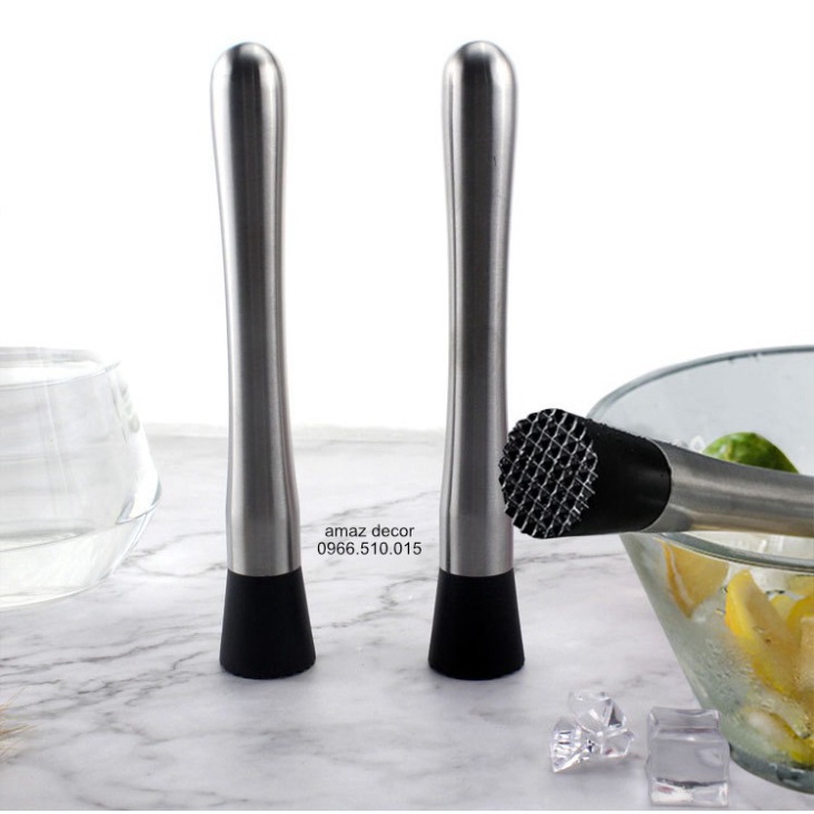 Giá Sỉ Chày bar dầm pha chế cocktail Nhựa Inox - Dụng Cụ Pha Chế Quầy Bar các cỡ (chất liệu inox 304 dày dặn sáng bóng)