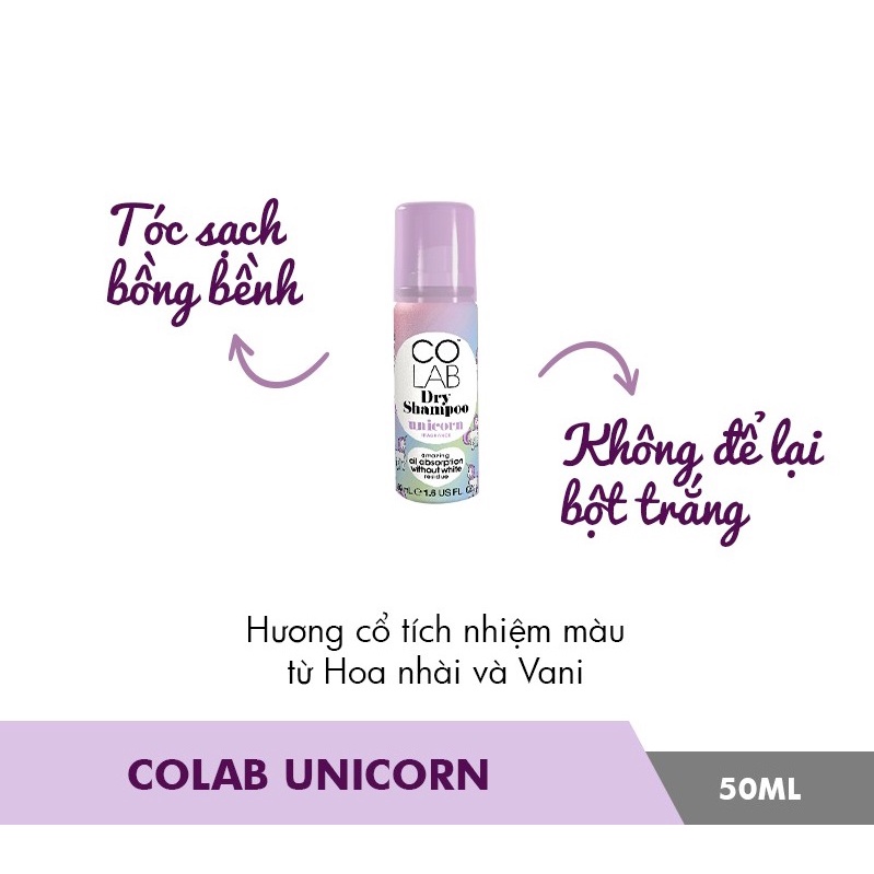 Dầu gội khô Colab Dry Shampoo  Original - Unicorn  50ml Key4