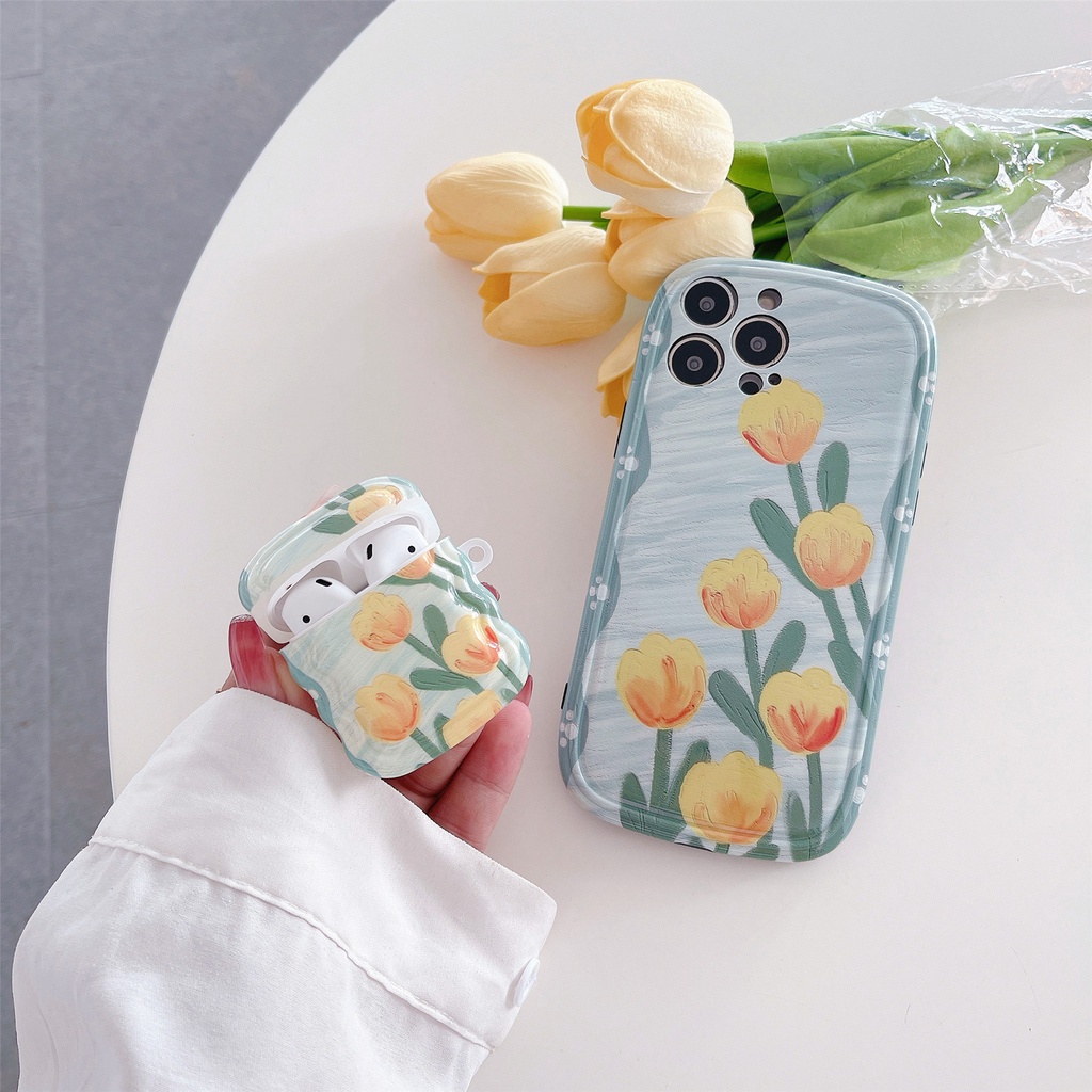 Ốp Điện Thoại Tpu Silicon Mềm Chống Sốc In Hình Hoa Tulip Cho iphone 11 12 13Pro Max XS Max X XS XR