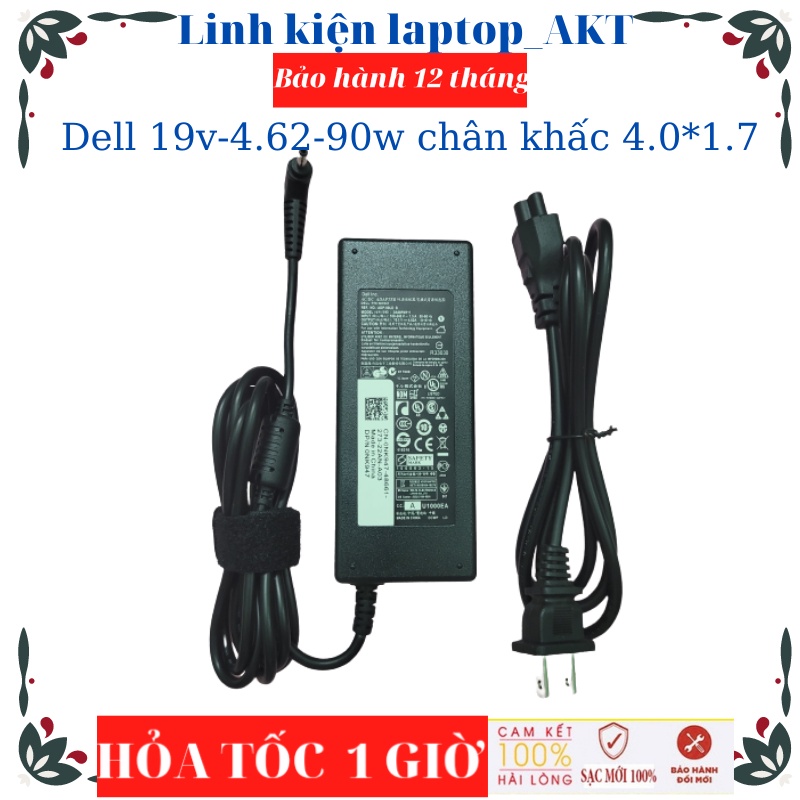 Sạc Laptop Dell 19.5V-4.62A-90W-Zin chân kim to, chân kim nhỏ, chân khấc kèm dẩy nguồn
