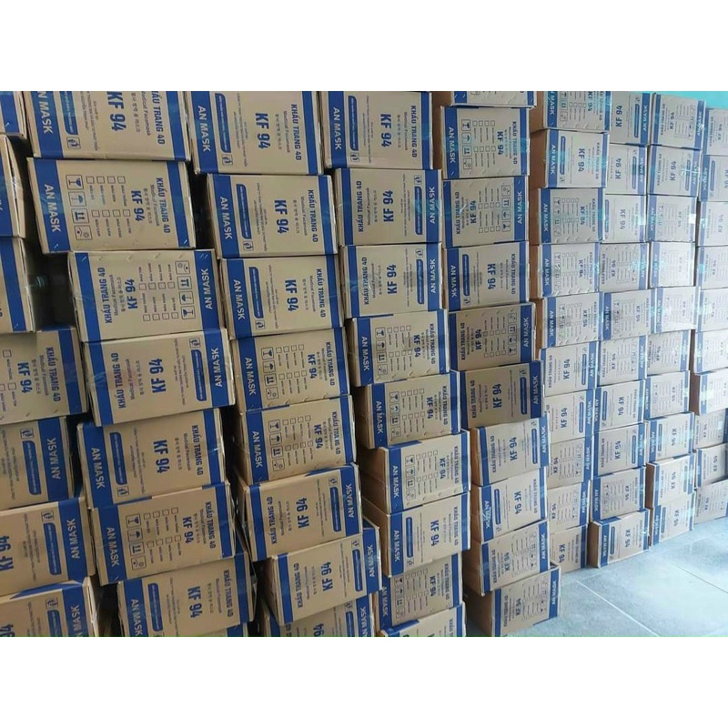 Thùng 300 cái Khẩu Trang KF94 chuẩn loại 1 dày 4 lớp không xù kháng khuẩn 99%